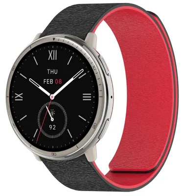 Produktbild von Für Amazfit Active 2 / Active 2 Square Design Silikon Soft Magnetisches Armband Schwarz / Rot