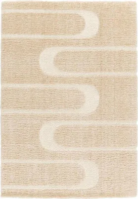 Image de Tapis shaggy doux à relief géométrique beige 160x230