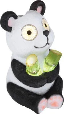 Imagen del producto de Lámpara solar para jardín, con forma de panda, modelo 33876. Lámpara solar para exteriores