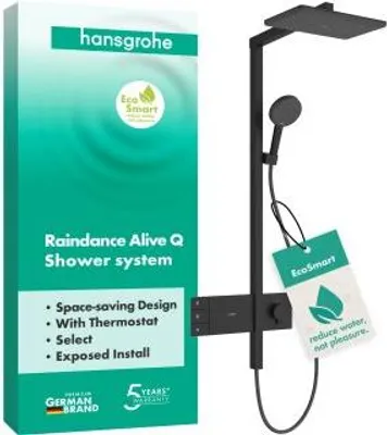 Zdjęcie produktu dla System prysznicowy hansgrohe Raindance Alive Q 210/340 2-jet EcoSmart z ShowerSelect Comfort, 24591670