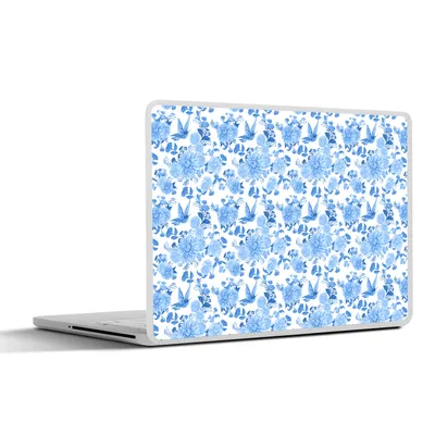 Produktbild von MuchoWow® Laptop Aufkleber Sticker Cover Blumen - Rosen - Blau - Muster 30x21 cm - Sticker für Laptop - Selbstklebend