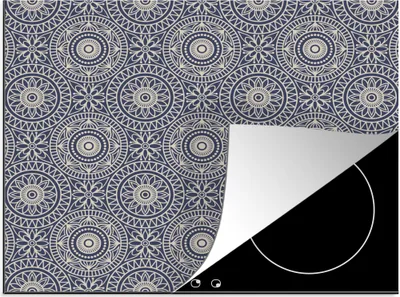 Produktbild von KitchenYeah© Herdabdeckplatte Mandala - Blau - Muster , 59x51cm, Küche Deko, Glaskeramikkochfeld Herdabdeckung, Abdeckplatte fùr Kochfeld