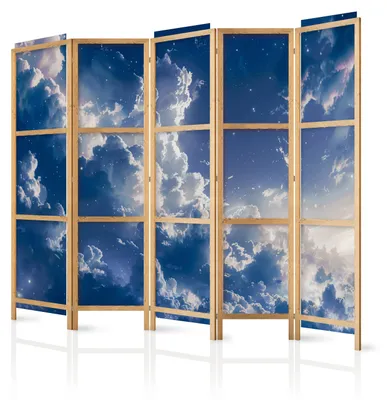 Produktbild von Muralo Japanischer PARAVENT 5-teilig Raumteiler klappbar PREMIUM-Vliesleinwand ABENDHIMMEL für Schlafzimmer 225cmx172cm