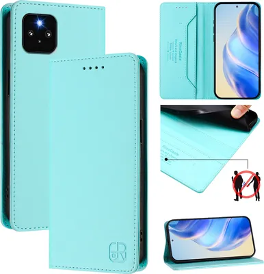 Produktbild von Lederhülle für Google Pixel 5 Hülle Flip Brieftasche Kartenfächern Ständer Schutzhülle Türkis