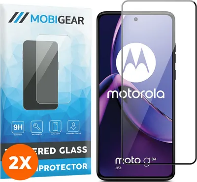 Produktbild von Mobigear Premium 4.99 Motorola Moto G84 Panzerglas Gehärtetes Glas Displayschutz - Hüllenfreundlich (2er Pack)