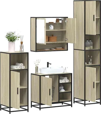 Image de Maison Exclusive - Ensemble de meubles de salle de bain 4 pcs chêne sonoma