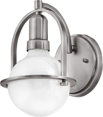 Obrázek produktu pro Nástěnná lampa sklo kov E27 V: 23,3 cm kartáčovaný nikl bílé stínítko vintage design nástěnná lampa