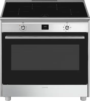 Produktbild von Smeg CG90CIXT Küchenherd Freistehender Herd A Elektro Zonen-Induktionskochfeld Schwarz, Edelstahl