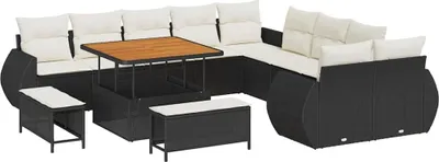 Produktbild von vidaXL Gartensofa-set 13 stk. Schwarz Poly-Rattan