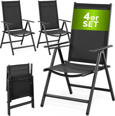 Produktbild von CASARIA® Gartenstühle 4er Set Hochlehner Klappbar 8-Fach Verstellbar Camping Stuhl Aluminium Wetterfest Klappstuhl 120kg Belastbarkeit Garten Balkon