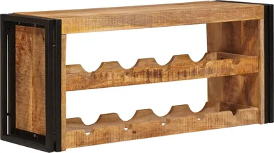 Produktbild von Weinregal Braun 100 x 45 x 33 cm Massives grobes Mangoholz