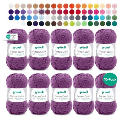 Produktbild von Gründl Wolle Baumwolle Quick uni Häkelgarn 10 Knäuel 50 g, mauve
