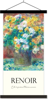 Produktbild von MuchoWow® Textilposter Renoir - Chrysantheme - Gemälde 40x80 cm mit schwarzem Rahmen - Wandemalerei