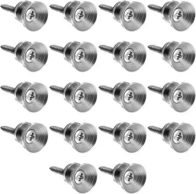 Produktbild von Gitarrenverschlüsse - Metall - 18 Stück - 2,4 × 1,27cm - Halterung - Endverschluss mit Befestigungsschraube - Geeignet für klassische, elektrische und Ukulele-Gitarren - Silber