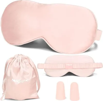 Image de Masque de sommeil en soie, confortable pour dormir - rose