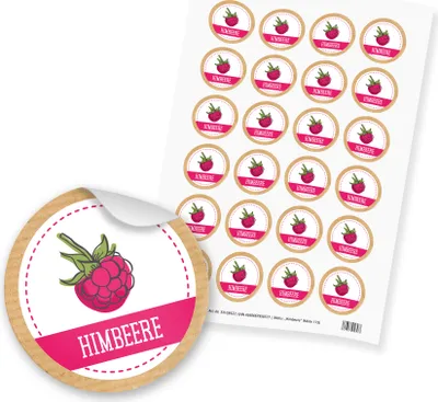Produktbild von itenga 24x Sticker "Himbeere" (Motiv 173)
