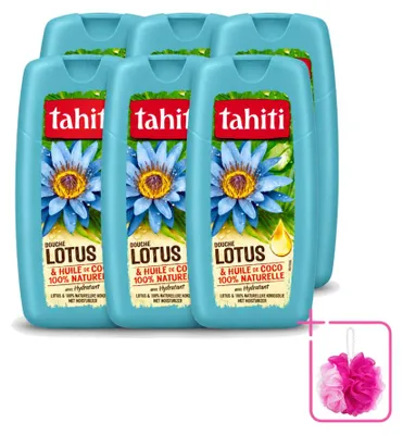 Obrázok produktu pre 6 kusov gélu na sprchovanie Tahiti s vôňou lotosu a kokosového oleja, hydratačný, 250 ml - výhodný balík