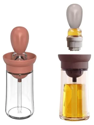 2er-Set Ölflaschen 180ml mit Silikonpinsel für Küche & BBQ