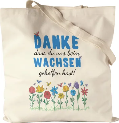 Produktbild von Danke dass du uns beim Wachsen geholfen hast Jutebeutel Stoffbeutel Canvas  Abschiedsgeschenk Erzieherin Tagesmutter Kindergarten