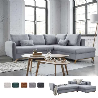 Produktbild von MIUFORM Scandic Lagom - Ecksofa mit Bettfunktion L-FORM RECHTS - 242x202cm - Grau - Sofa Schlafsofa Couch