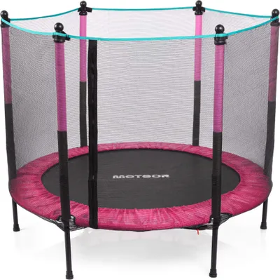 Produktbild von Meteor Kindertrampolin TRP-50 mit Netz Ø140 cm – Indoor & Outdoor – bis 50 kg – mit Reißverschluss & Schaumstoffschutz Rosa