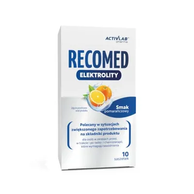 Zdjęcie produktu dla Activlab Pharma RecoMed Elektrolity 10 x 14 g – Elektrolity, Glukoza i Witaminy, Pomarańcza