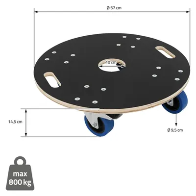 Produktbild von Rollbrett Möbelroller rund Ø 57 cm aus Multiplex mit Feststellbremsen Tragkraft 800 kg