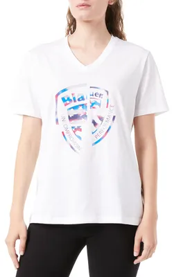 Imagen del producto de Camiseta azul de manga corta para mujer, 100% algodón, talla 34