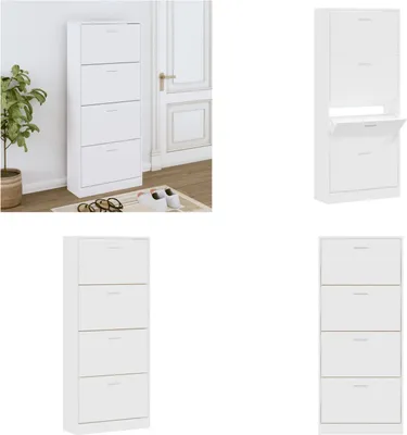 Produktbild von vidaXL Schuhschrank Weiß 63x24x147 cm Holzwerkstoff - Schuhregal - Schuhregale - Schuhaufbewahrung - Schuhschrank