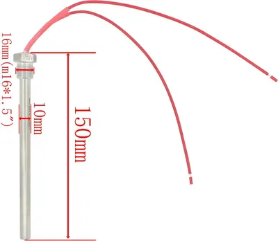 Produktbild von 220 V 300 W 350 W Zündkerzen für Pelletofen – Durchmesser 10 mm – Länge 140 150 170 mm (Gewinde M16 x 1,5 mm, Länge 150 mm 300 W)