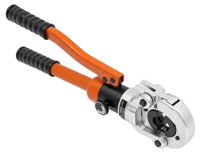 Image de Pince à sertir hydraulique - CW-1632 manuelle - 8 t/80 kN - Tête pivotante à 360° - Mâchoires de sertissage V12–V28 - Ø 12–28 mm - Pour tubes en cuivre - Orange