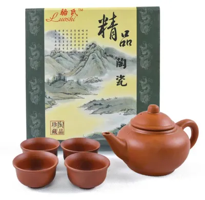 Produktbild von Traditionelles Teeservice aus Terrakotta in einer Geschenkverpackung – für 4 Personen