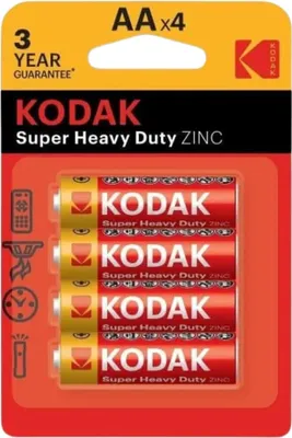 A retail package of Kodak AA batteries.