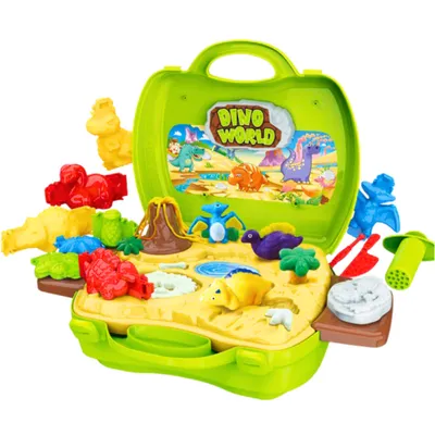 Produktbild von Playdough Dinosaur World In A Suitcase Molds Tools Grün