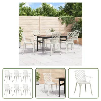 Produktbild von The Living Store Gartenstühle 6 Stk. Aluminiumguss Weiß