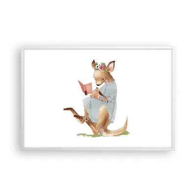 Produktbild von Gerahmtes Poster - Weißer Rahmen - Känguru Mama Kind - 91,5x61 cm - Wand Bild - Wanddeko - Wandbilder - Kunstposter - Wandposter - Bilderrahmen - Bilder - Kunstdruck - Wanddekoration - P2WAA91x61-4705