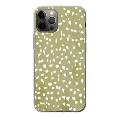 Produktbild von MuchoWow® Handyhülle Schutzhülle Hülle für iPhone 12 Pro Polka dots - Weiß - Grün Silikon Softcase Handy Hülle - Abdeckung
