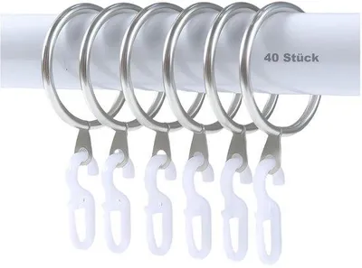 Produktbild von 40 silberne Vorhangringe 30mm Durchmesser robust Metall