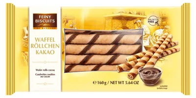 Produktbild von Feiny Biscuits Waffelröllchen Kakao 160 g