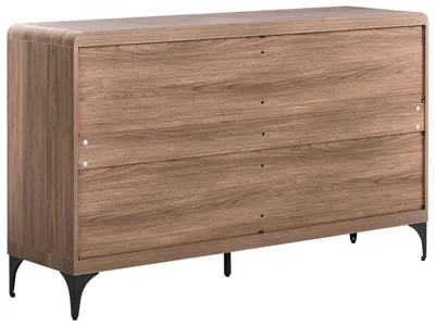 Obrázek produktu pro BELIANI Komoda tmavě hnědá MDF deska 6 zásuvek moderní design kovové nohy ložnice obývací pokoj