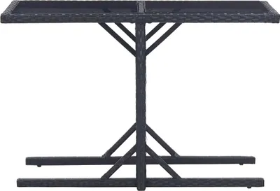 Image de vidaXL Table de jardin noire 110×53×72 cm verre et poly rotin