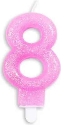 Produktbild von Glitzer Zahlenkerze in Rosa 8