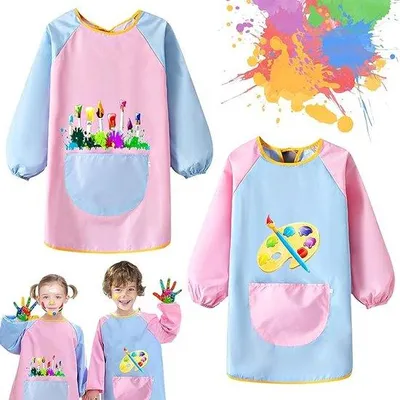 Produktbild von Famanu Kinderschürzen 2er Set, wasserdicht mit Ärmeln - Rosa und Blau