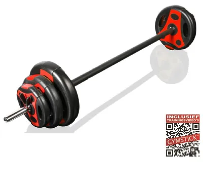 Productafbeelding van Gymstick 62068-20, Standaard gewichtsstang, Robuuste verzwaarde stang, 40 kg, Staal, Zwart, 1400 mm