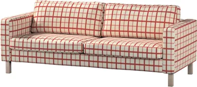 Produktbild von Dekoria Bezug für Karlstad 3-Sitzer Sofa nicht ausklappbar, kurz, rot-creme, Bezug für Karlstad