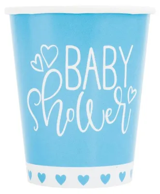 Produktbild von Baby Shower hellblaue Herzen 8 Becher