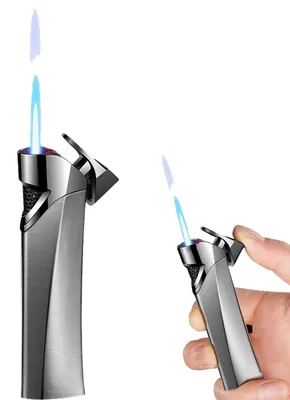 Produktbild von Mini-Sturmfeuerzeug nachfüllbar Metall winddichte Jetflamme für Kerzen Camping Kamine Gasherde