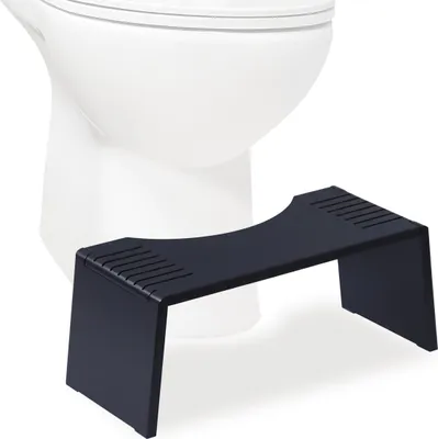 Immagine prodotto di Sgabello da bagno Relaxdays, pieghevole, sgabello per la toilette, per adulti, in bambù, antiscivolo, A x L x P: 19 x 43,5 x 20 cm, nero