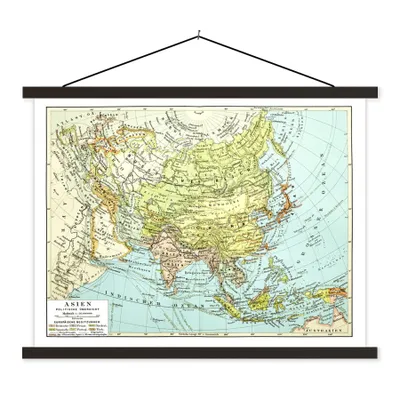 Obrázek produktu pro MuchoWow® Textilní plakát - Klasická mapa světa Asie - 150x113cm - S černými lamelami