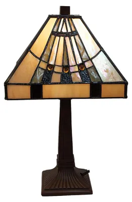 Zdjęcie produktu dla Clayre & Eef Lampa stołowa Tiffany 23x23x38 cm Beżowe szkło